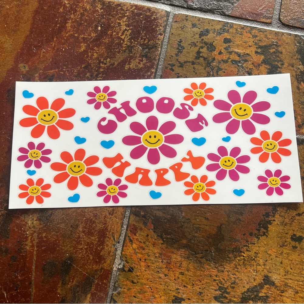 UV DTF sticker: choose happy flower smiley